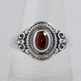 Natural Garnet Silver Rings