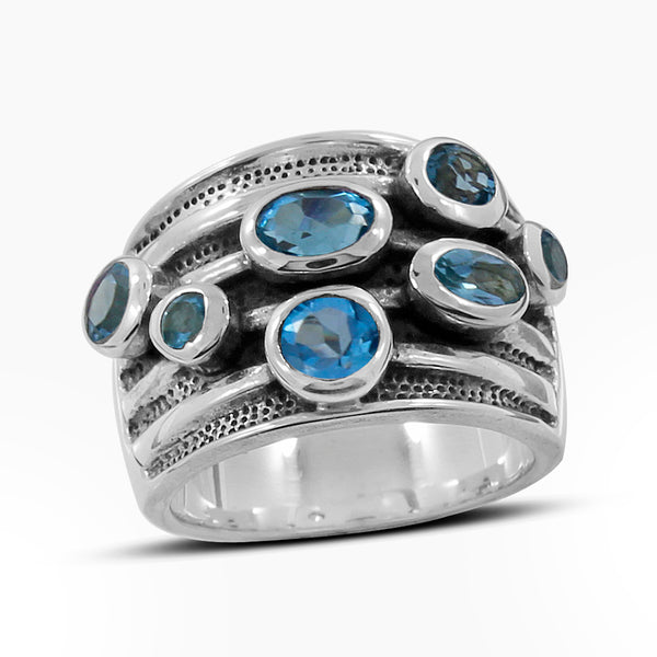 925 Sterling Silver Blue Topaz Rings