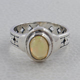 Natural Ethiopian Opal Silver Rings