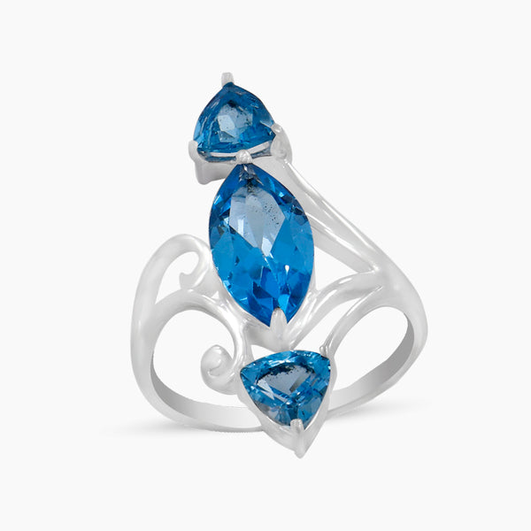 925 Sterling Silver Blue Topaz Rings