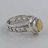 Natural Ethiopian Opal Silver Rings