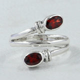 Natural Garnet Silver Rings