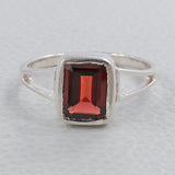 Natural Garnet Silver Rings