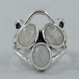 Larimar Three Stone Silver Rings