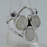 Larimar Three Stone Silver Rings