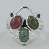 Larimar Three Stone Silver Rings