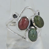 Larimar Three Stone Silver Rings