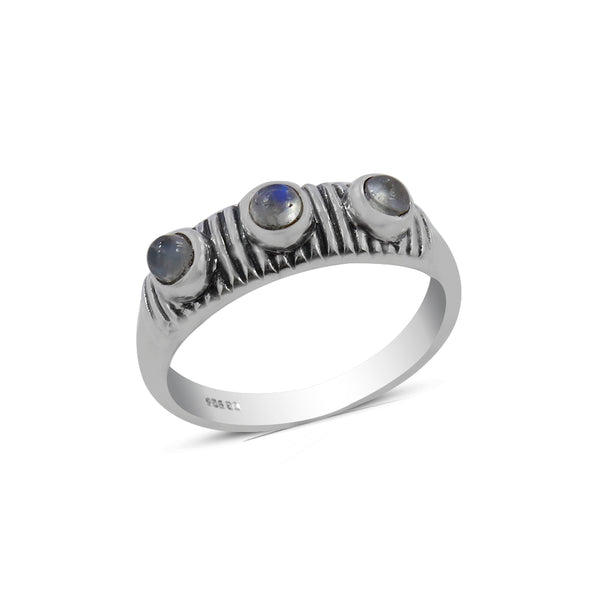 Rainbow Moonstone Silver Rings