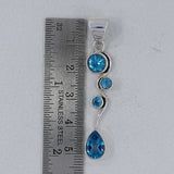 925 Sterling Silver Blue Topaz Pendants