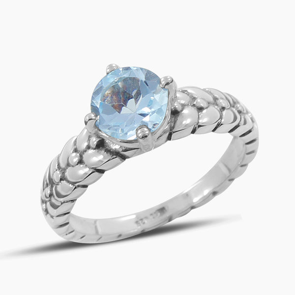 925 Sterling Silver Blue Topaz Rings