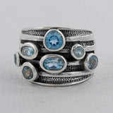 925 Sterling Silver Blue Topaz Rings