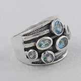 925 Sterling Silver Blue Topaz Rings