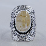 Golden Rutilated Quartz Silver Rings