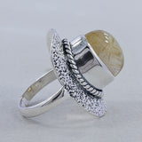 Golden Rutilated Quartz Silver Rings