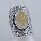 Golden Rutilated Quartz Silver Rings