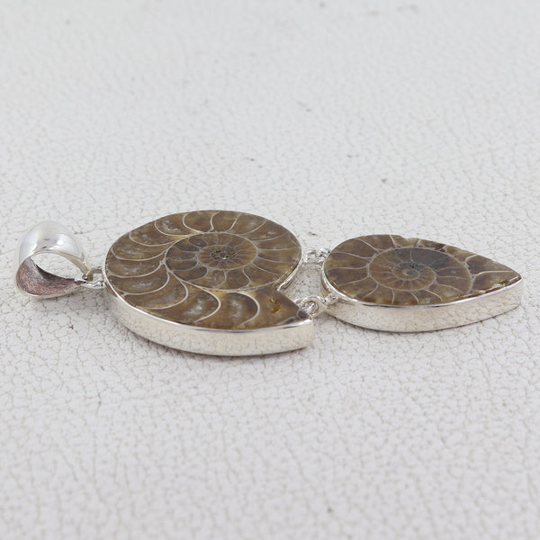 Natural Ammonite Fossil Silver Pendant