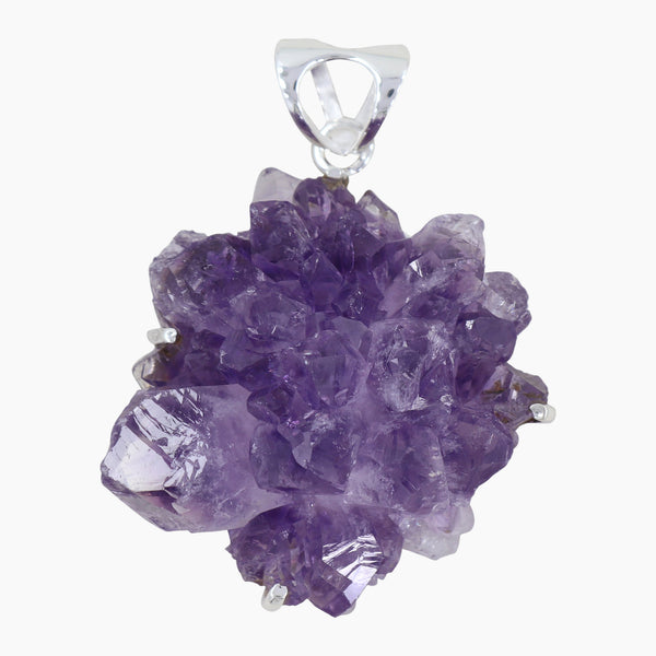 925 Silver Raw Amethyst Druzy Pendants