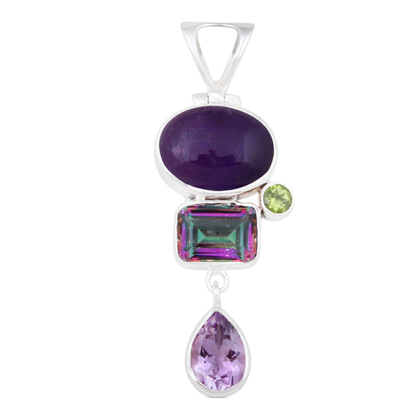 Amethyst & Mystic Silver Pendant