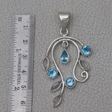 925 Silver Blue Topaz Pendants