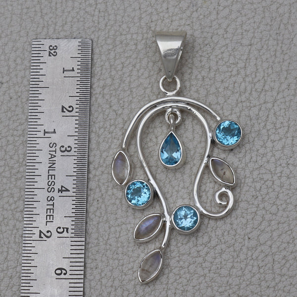 925 Silver Blue Topaz Pendants