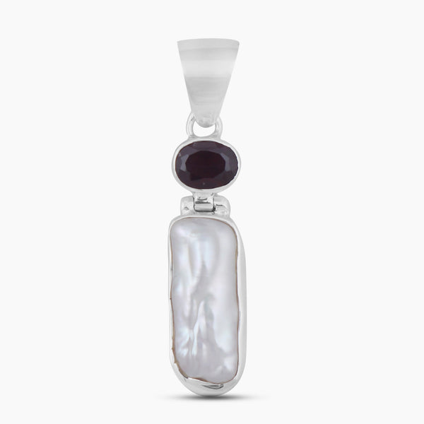 Fresh Water Pearl & Garnet Silver Pendants