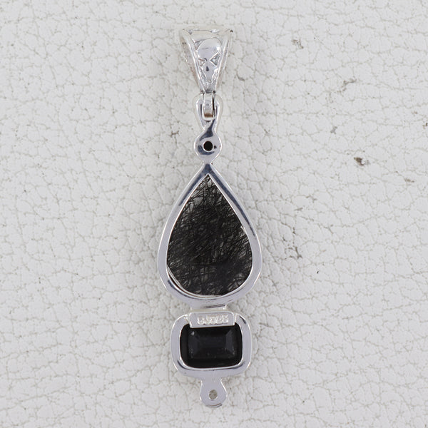 925 Silver Black Rutilated Quartz Pendants