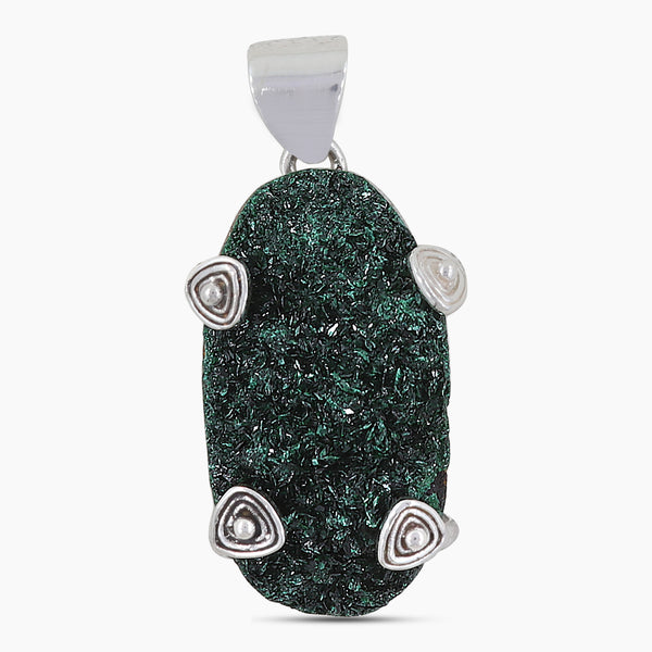 Natural Malachite Druse Silver Pendants