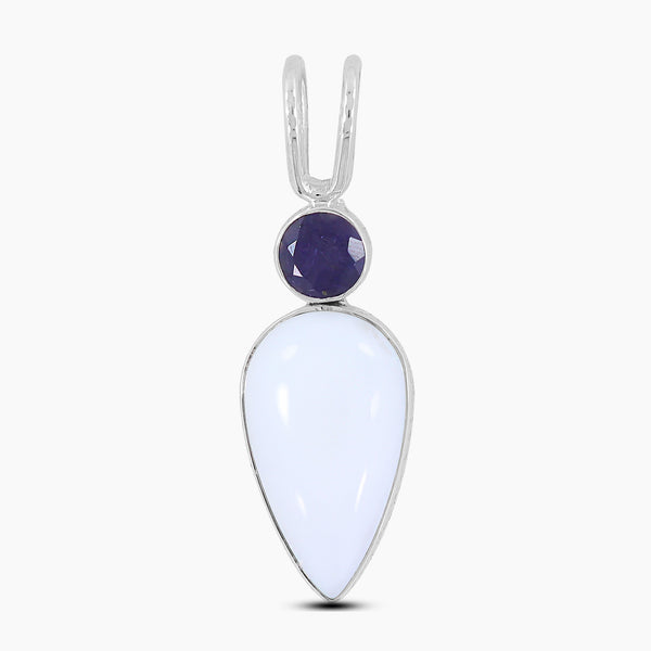 925 Silver White Opal & Iolite Pendants