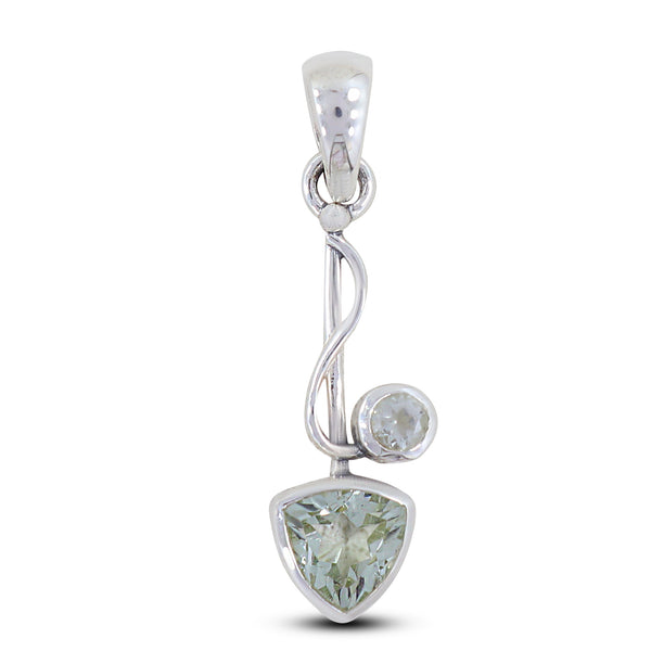 925 Sterling Silver Green Amethyst Pendant