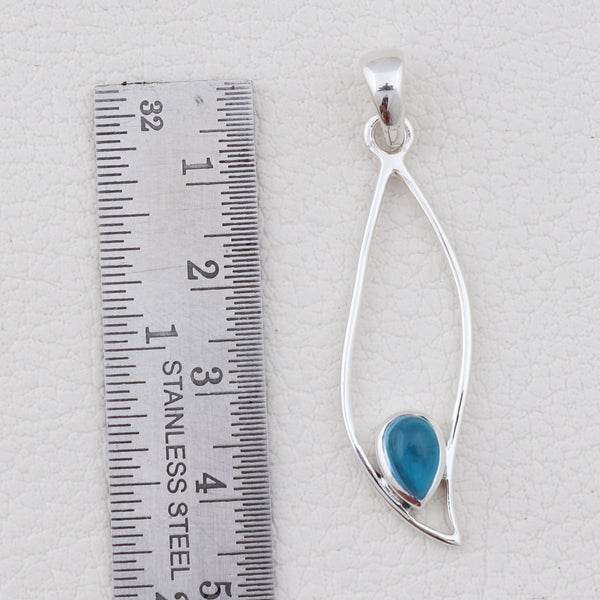 Natural Blue Topaz Silver Pendants