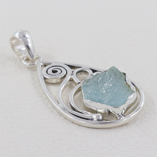 925 Sterling Silver Aquamarine Pendant