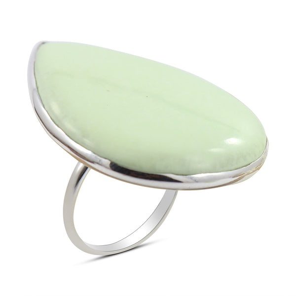 Lemon Chrysoprase Silver Plain Ring