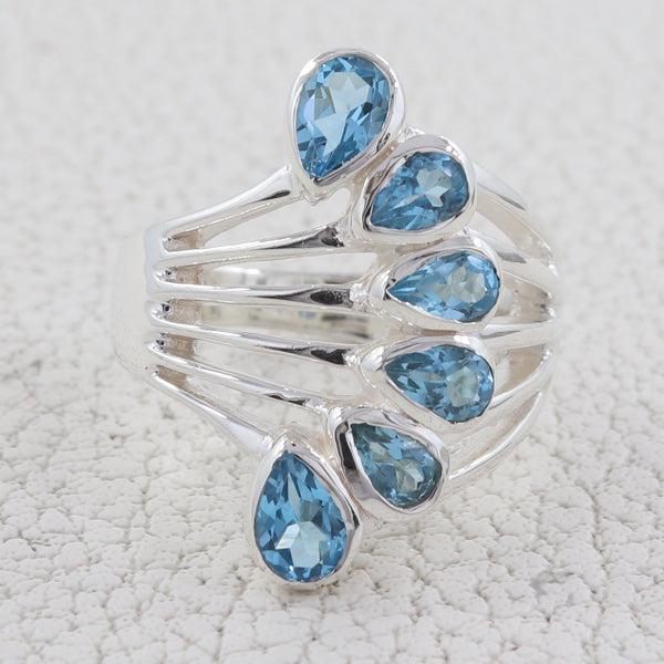 Blue Topaz Silver Rings