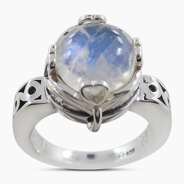 Rainbow Moonstone Silver Rings