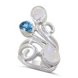 Natural Labradorite Silver Rings
