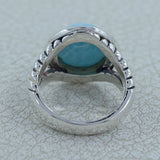 Natural Green Malachite Silver Rings