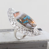 Spiny Oyster Turquoise Silver Ring