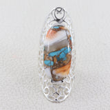 Spiny Oyster Turquoise Silver Ring