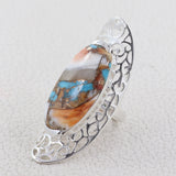 Spiny Oyster Turquoise Silver Ring