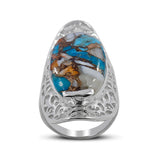 Spiny Oyster Turquoise Silver Ring