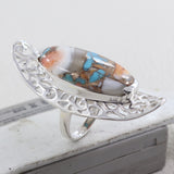 Spiny Oyster Turquoise Silver Ring