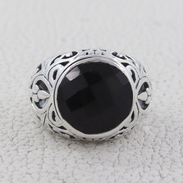 Natural Black Onyx 925 Sterling Silver ring