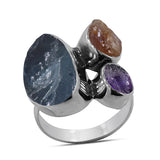 Rough Bear Quartz Silver Rings