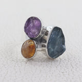 Rough Bear Quartz Silver Rings