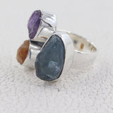 Rough Bear Quartz Silver Rings