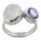 Rainbow Moonstone Silver Ring