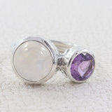 Rainbow Moonstone Silver Ring
