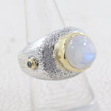 Rainbow Moonstone Sterling Silver Ring