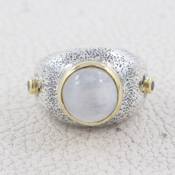 Rainbow Moonstone Sterling Silver Ring