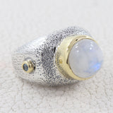 Rainbow Moonstone Sterling Silver Ring